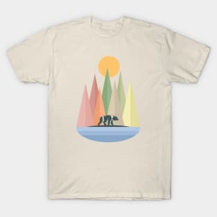 Bear in Nature Landscape Collage T-Shirt